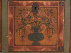 Coffre de mariage ancien polychrome – Europe centrale, vers 1850