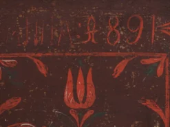 Coffre de mariage en pin aux tulipes peintes – Europe centrale, 1891