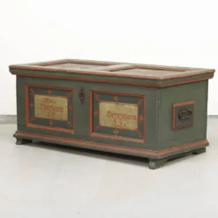 Coffre de mariée peint en art populaire ancien 1853