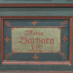 Coffre de mariée peint en art populaire ancien 1853