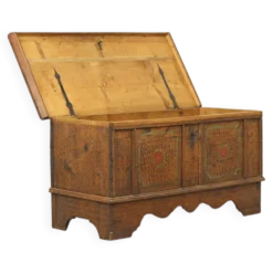 Coffre de mariée peint en art populaire ancien 1737