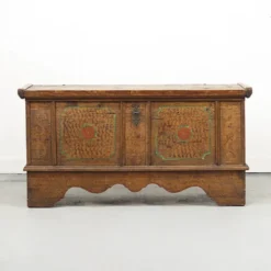 Coffre de mariée peint en art populaire ancien 1737