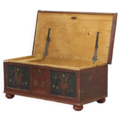 Coffre de mariée peint en art populaire ancien 1840