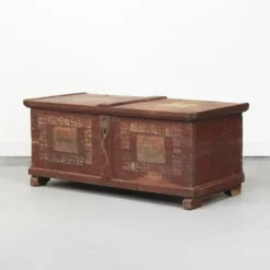Coffre de mariée peint en art populaire ancien 1854