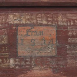Coffre de mariée peint en art populaire ancien 1854