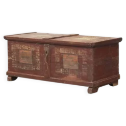 Coffre de mariée peint en art populaire ancien 1854