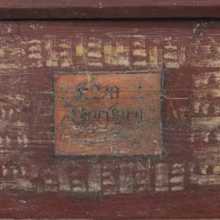 Coffre de mariée peint en art populaire ancien 1854