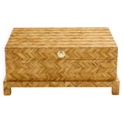 Coffre en marqueterie de bambou et laiton Galerie Maison & Jardin 1970