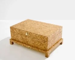 Coffre en marqueterie de bambou et laiton Galerie Maison & Jardin 1970
