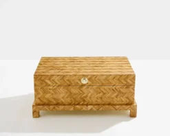 Coffre en marqueterie de bambou et laiton Galerie Maison & Jardin 1970
