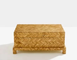Coffre en marqueterie de bambou et laiton Galerie Maison & Jardin 1970