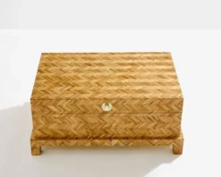 Coffre en marqueterie de bambou et laiton Galerie Maison & Jardin 1970