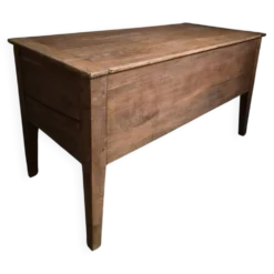 Coffre à farine français ancien en chêne – Table d'appoint de ferme du XIXe siècle