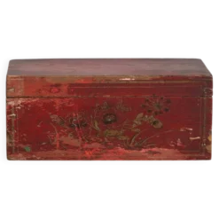 Coffre oriental ancien rouge grenat (vers 1900) #36