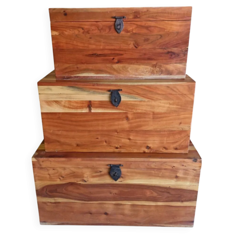 3 coffres gigognes en acacia massif