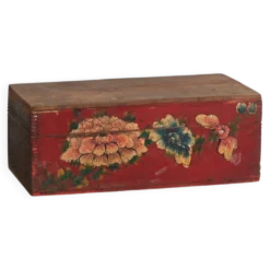 Coffret ancien rouge à motifs floraux (vers 1900) #34