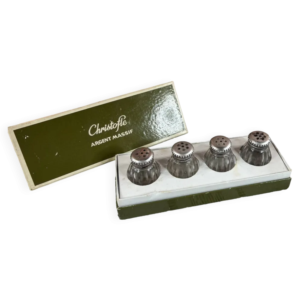 Coffret Christofle 4 salerons argent massif