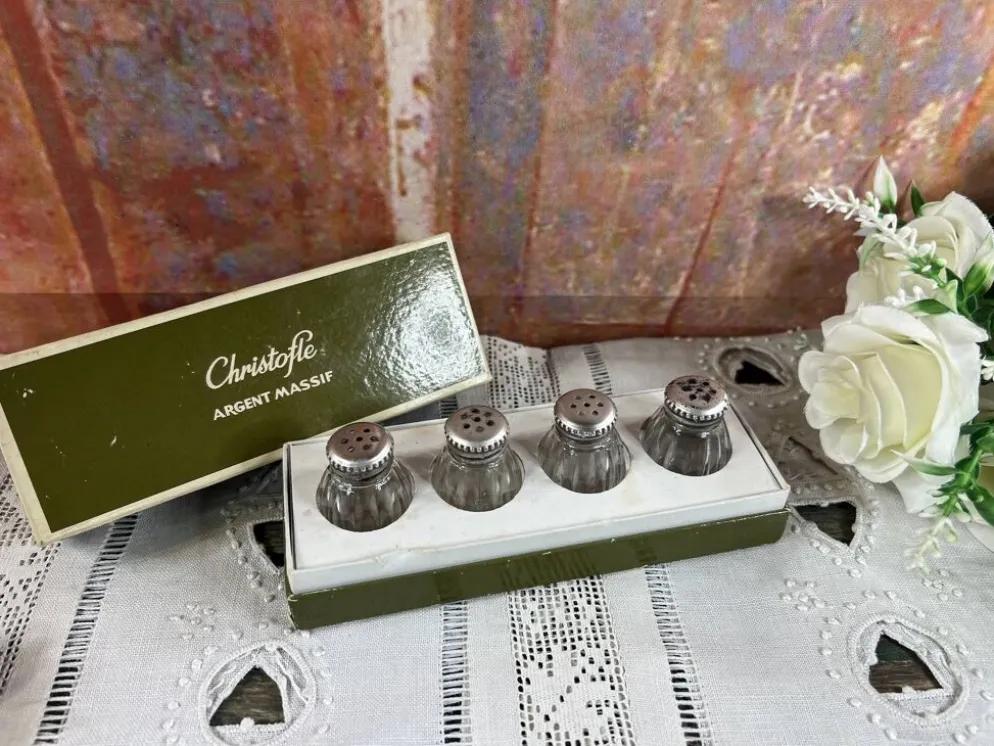 Coffret Christofle 4 salerons argent massif