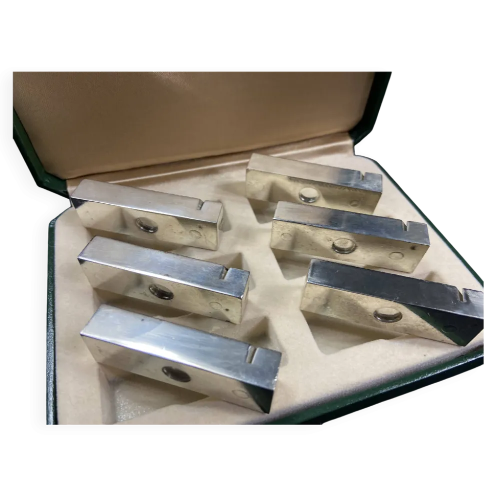 Coffret complet de 6 porte-menus Vintage en métal 1960-1970