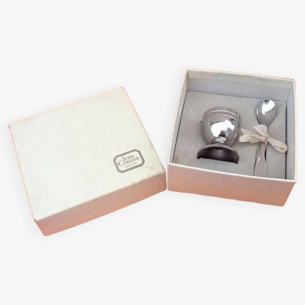 Coffret coquetier et cuillère modèle président Orfèvre Jean Couzon