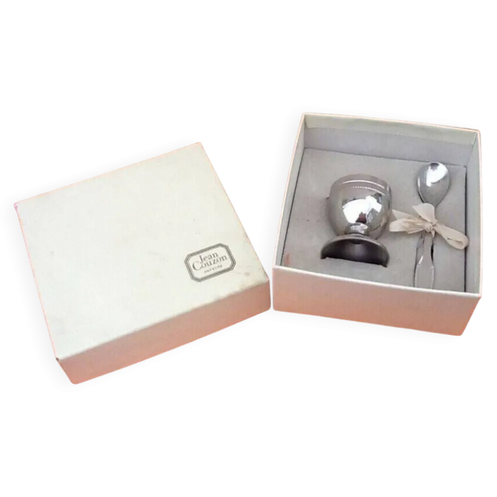 Coffret coquetier et cuillère modèle président Orfèvre Jean Couzon