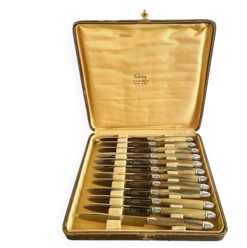 Coffret 12 couteaux de table art déco - Leclercq à Boulogne-sur-Mer