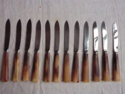 Coffret de 2 couteaux 12 grand 12 petits marche en corne Art Déco