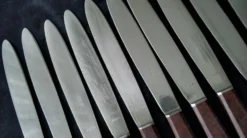 Coffret de 10 couteaux vintage manches en bakélite brune