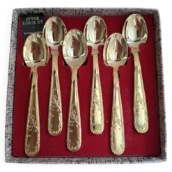 Coffret de 6 cuillères à café dorées à l’or fin