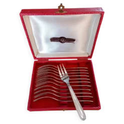 Coffret de 12 petites fourchettes (dessert) inox orfèvrerie Devouge Dupont