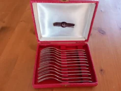 Coffret de 12 petites fourchettes (dessert) inox orfèvrerie Devouge Dupont