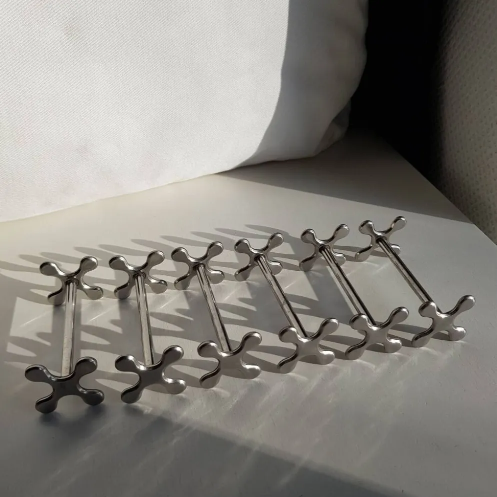 Coffret de 6 porte-couteaux en inox Chabanne dans sa boîte d'origine.