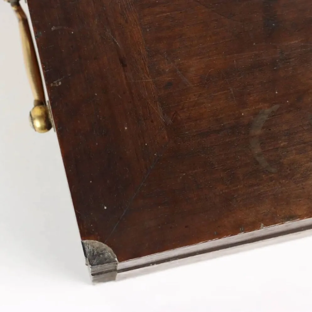 Coffret de voyage ancien en noyer, nécessaire d’écriture, Italie, XIXe siècle