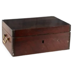 Coffret de voyage ancien en noyer, nécessaire d’écriture, Italie, XIXe siècle