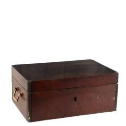 Coffret de voyage ancien en noyer, nécessaire d’écriture, Italie, XIXe siècle