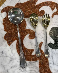 Coffret en métal argenté RAVINET D'ENFERT - Louche + service à salade