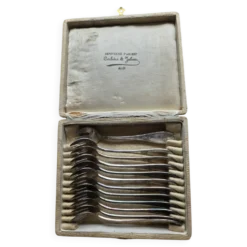Coffret 12 fourchettes à gâteau / dessert Art Nouveau - Metal argenté