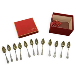 Coffret Mappin and Webb de 12 cuillères à pamplemousse en métal argenté