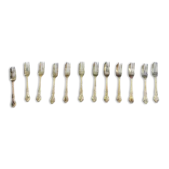 Coffret Mappin and Webb de 12 fourchettes à gâteaux en métal argenté