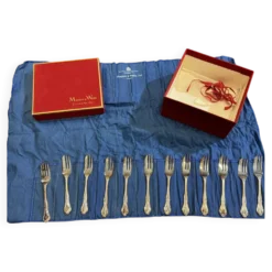 Coffret Mappin and Webb de 12 fourchettes à gâteaux en métal argenté