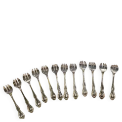 Coffret Mappin and Webb de 12 fourchettes à huitres en métal argenté