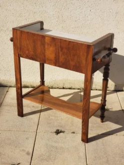 Coiffeuse ancienne console vintage en noyer style art déco Louis Philippe