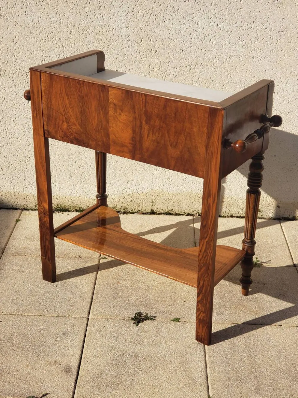 Coiffeuse ancienne console vintage en noyer style art déco Louis Philippe