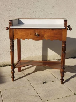 Coiffeuse ancienne console vintage en noyer style art déco Louis Philippe
