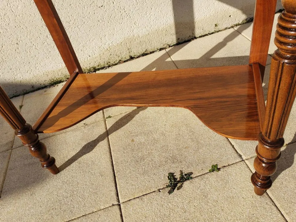 Coiffeuse ancienne console vintage en noyer style art déco Louis Philippe