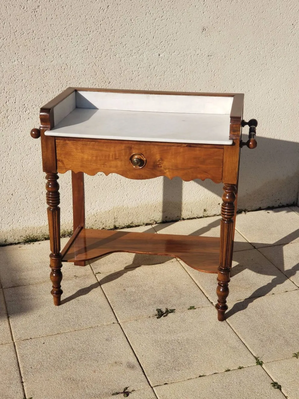 Coiffeuse ancienne console vintage en noyer style art déco Louis Philippe