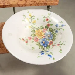 Coiffeuse ancienne en métal et marbre avec miroir, Italie, XXe siècle