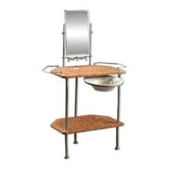 Coiffeuse ancienne en métal et marbre avec miroir, Italie, XXe siècle