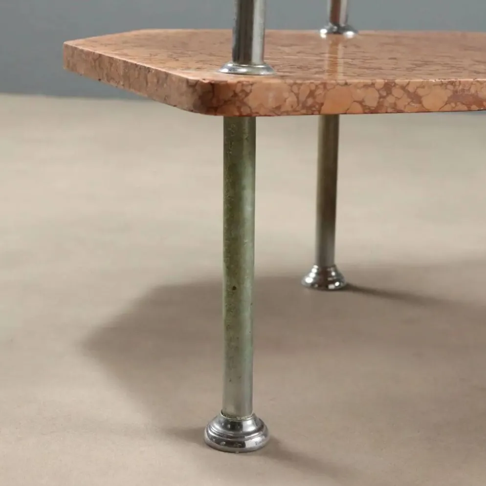Coiffeuse ancienne en métal et marbre avec miroir, Italie, XXe siècle