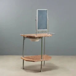 Coiffeuse ancienne en métal et marbre avec miroir, Italie, XXe siècle